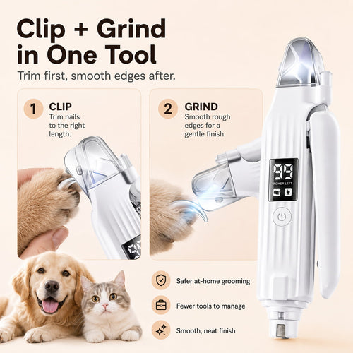 2-in-1 LED Pet Nail Grinder & Trimmer for Dogs & Cats