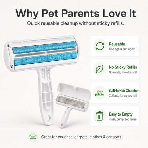 Reusable Pet Hair Remover Roller for Couch, Carpet & Car Seats