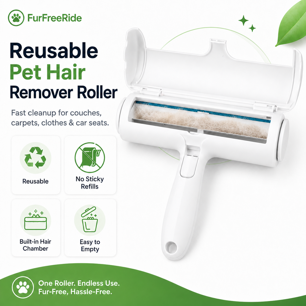 Reusable Pet Hair Remover Roller for Couch, Carpet & Car Seats