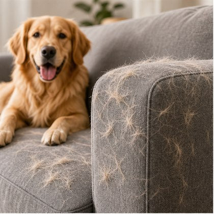 Pet hair clinging to couch fabric