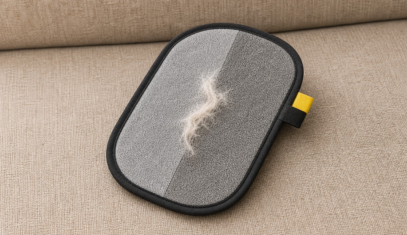 Gray mitten pet hair remover glove for tight spots