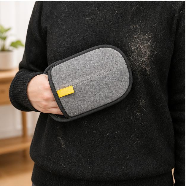 Clothes cleaned with a pet hair remover glove