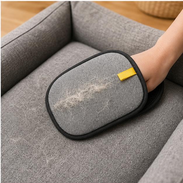 Pet hair remover glove for corners and edges