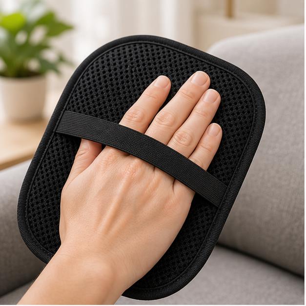 Slip a hand into the pet hair remover glove