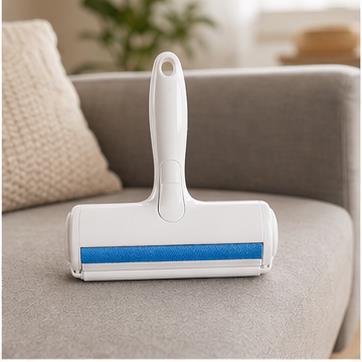 Blue reusable pet hair roller ready for quick daily cleanup