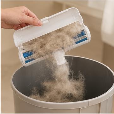 Empty pet hair from the roller and reuse